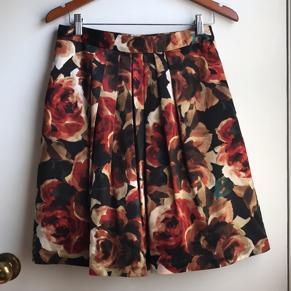 Boston Proper Floral Skirt Pleated Full Mini sz 8 - Picture 4 of 13